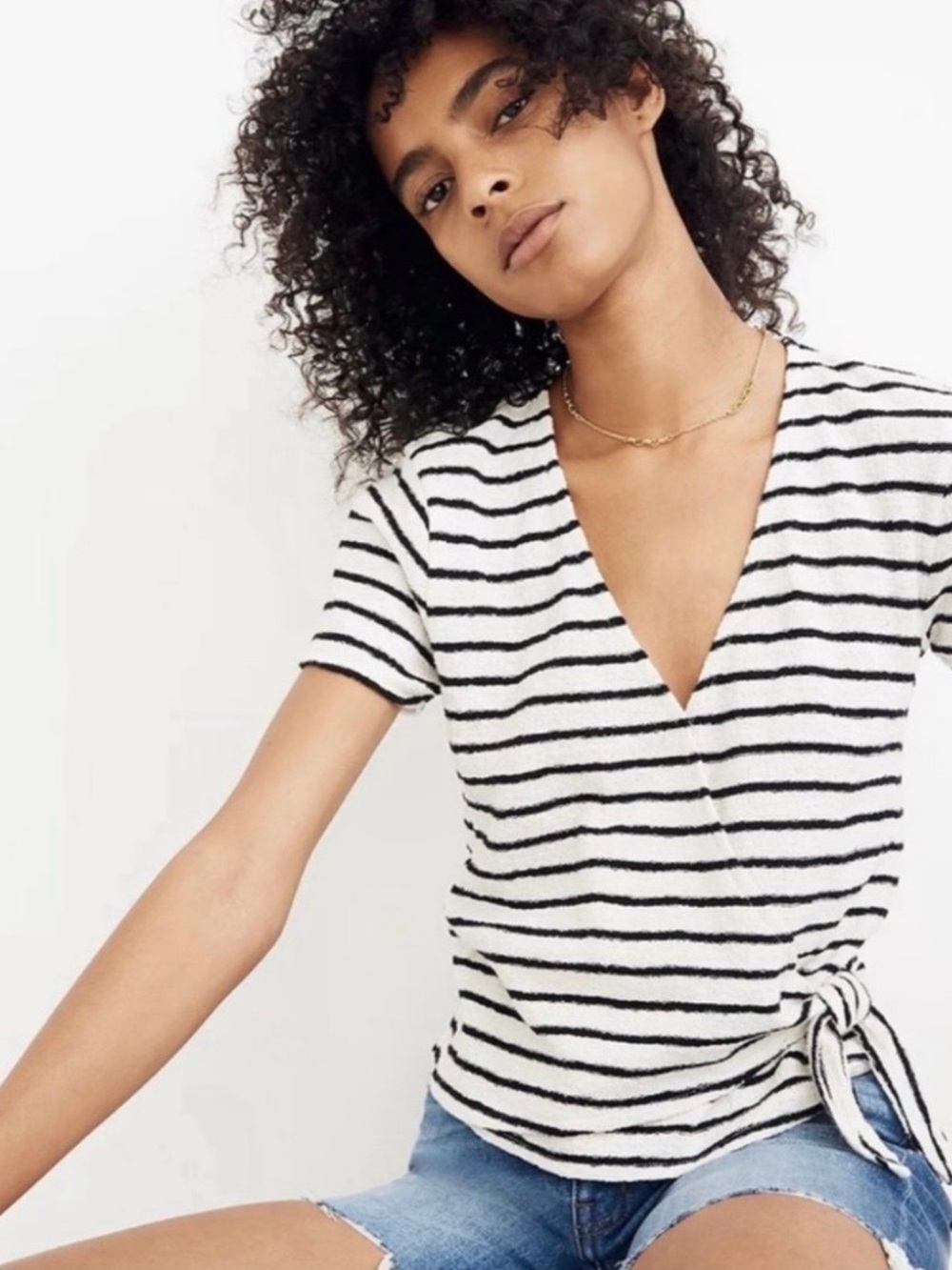 Madewell Texture & Thread Wrap Tie Top